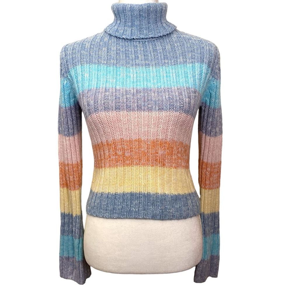 Vintage Y2K Energie Colorful Stripe Knit Collar Sweater
